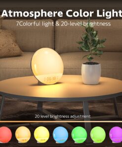 Sunrise Alarm Clock for Heavy Sleepers, Wake Up Light with Sunrise/Sunset Simulation, Dual Alarms & Natural Sounds, Snooze & Sleep Aid, FM Radio, 7 Colors Night Light for Bedroom, Ideal for Gift Classic Version 28 81V3a5i662L