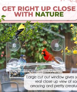 Wild Birds of Joy Bird House Window Bird Feeder with 4 Super Strong Suction Cups & Locking, Sliding Seed Tray, Extra Large, Clear Acrylic, Outdoor Bird Feeders, Outside View of Cardinal and Blue Jay 19 81V4aNSfY1L 1