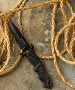 TAC Force TF-711 Series Assisted Opening Folding Knife, Half-Serrated Blade, Black Handle, 5-Inch Closed 14 81V62D3ETAL