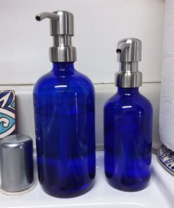 Cobalt Blue Soap Dispenser with Stainless Metal Pump - Blue 16oz Glass Lotion Bottle by Industrial Rewind 21 81V66VFSRL