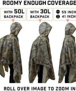 LOOGU Rain Poncho Waterproof Hooded Rain Coat Multi-Use Camo Shelter Ground Sheet for Hunting Camping Hiking One Size Loogu Super Tree Camo 15 81V6MXS8QmL