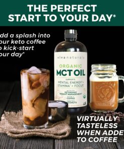 Viva Naturals Organic MCT Oil for Keto Coffee (32 fl oz) - Best MCT Oil Supplement to Support Energy and Mental Clarity, USDA Organic, Non-GMO and Paleo Certified & Keto Friendly 32 Fl Oz (Pack of 1) 24 81V84nAyrkL