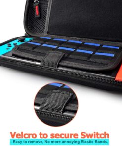 Deruitu Switch Carrying Case Compatible with Nintendo Switch/Switch OLED - Fit AC Charger Adapter - with 20 Game Cartridges Hard Shell Travel Switch Pouch for Console & Accessories Black 37 81V8upSN0L 1
