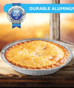 MontoPack 9” Aluminum Foil Pie Pans | Round Disposable Containers with Angled Walls for Tart Baking, Storing, Serving & Reheating | Freezer and Oven Safe, Recyclable | 50-Pack of Cake Tins 9 Inch Pie/Tart Pans (50 Pack) 20 81VBJcBHeXL