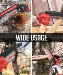 Mini Chainsaw 6-Inch Battery Powered - Cordless Electric Handheld Chainsaw with 2 Rechargeable Batteries - 21V Small Power Chain Saws Battery Operated for Tree Trimming Wood Cutting 27 81VCXQGUObL