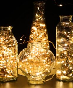 GDEALER 4 Pack 16.4 Feet 50 Led Fairy Lights Battery Operated with Remote Control Timer Waterproof Copper Wire Twinkle String Lights for Christmas Bedroom Indoor Outdoor Wedding Dorm Decor Warm White 24 81VCp1cCJ L