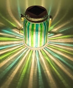 Sogrand Green Stripe Copper Cap Glass Jar, Solar Lights Outdoor, Thick Hanger 6 81VD1EnYlRL