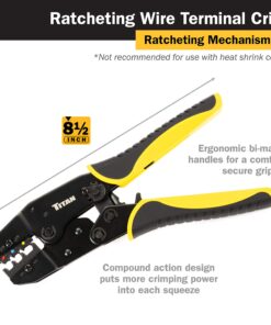 TITAN 11477 Ratcheting Wire Terminal Crimper Tool for Insulated Terminals, Fixed Jaw Crimper Fixed Jaw Crimper for Insulated Terminals 28 81VDGfhO5XL