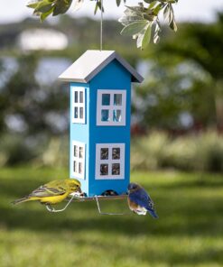 Sherwoodbase Ridge - Wild Bird House Feeder, Weatherproof Design for Easy Cleaning & Refills, Comes with Hook to Hang on Tree, Poles in Backyard Garden, Patio; Gift idea for Parents (Blue) 23 81VEdz7c7CL