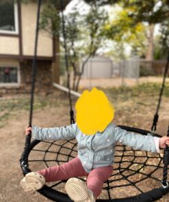 SUPER DEAL 40'' Spider Web Tree Swing Round Net Swing Platform Rope Swing Set for Kids Adult, 71" Detachable Nylon Rope with Swivel for Outdoor Backyard, Max 660 Lbs Extra Safe Steel Frame, Black 40 inch 45 81VGa38s1iL