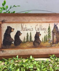 Natures Calling Country Bathroom Sign Outhouse Lodge Bath Decor Moon Stars Bears size 7x13 10 81VIqcepOpL