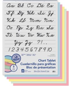 Alternative view of Pacon Colored Paper Chart Tablet, 5 Assorted Colors, Cursive Cover, 1" Ruled 24" x 32", 25 Sheets Traditional 24"x32"