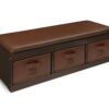 Badger Basket Kid's Padded Toy Storage Bench with Cushion and Three Fabirc Bins - Espresso Espresso/Espresso 25 81VLMlRs2L