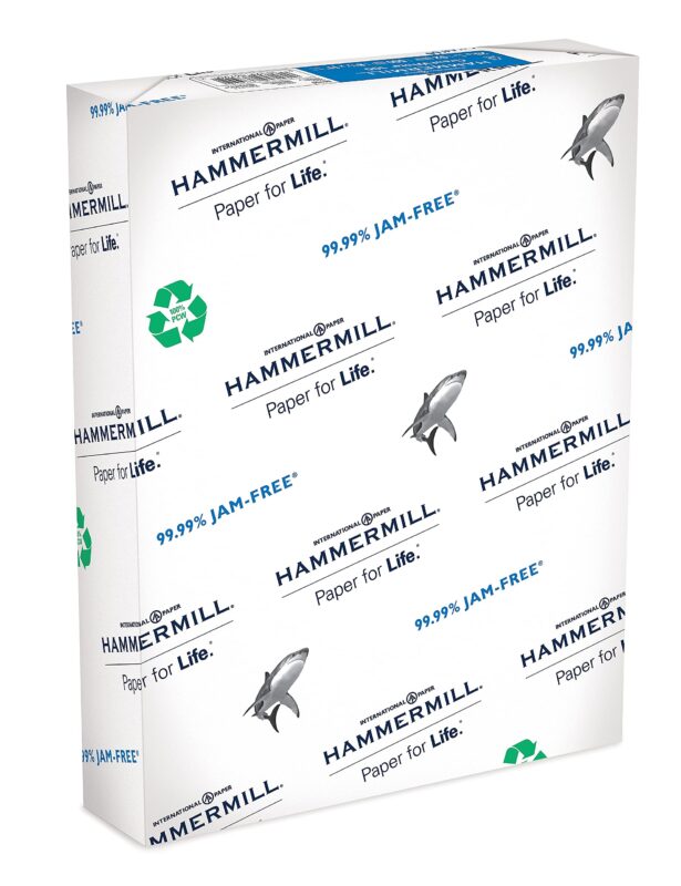 Hammermill Printer Paper, Great White 100% Recycled Paper, 8.5 x 11 - 1 Ream (500 Sheets) - 92 Bright, Made in the USA, 086790R 1 Ream | 500 Sheets 100% - Letter (8.5x11)