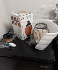 Himalayan Glow Lantern Style Basket Salt Lamp with Pink Salt Chunks,Pink Salt Nightlight,Salt Lamp Bulb,(ETL Certified) Dimmer Switch,Pleasant & Relaxing Amber Glow | 7-9 LBS 28 81VMF03hB0L