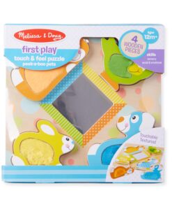 Melissa & Doug First Play Wooden Touch and Feel Puzzle Peek-a-Boo Pets With Mirror 17 81VORKkmT5L