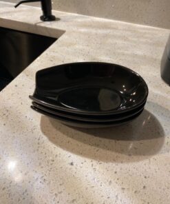 OGGI Spooner Ceramic Spoon Rest- Spoon Rest for Stove Top, Spoon Holder for Countertop, Kitchen Decor for Counter, Coffee Bar Accessories, Black 34 81VOUL6hlEL