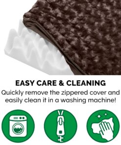 Furhaven Orthopedic Dog Bed for Large/Medium Dogs w/ Removable Washable Cover, For Dogs Up to 55 lbs - Ultra Plush Faux Fur & Suede Mattress - Chocolate, Large Ultra Plush Curly Faux Fur (Chocolate) 36.0"L x 27.0"W x 3.0"Th Orthopedic Foam 31 81VPwA7ApQL 1