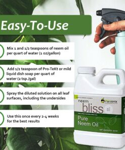 Neem Bliss - Pure Neem Oil for Plants - Organic Neem Oil Spray for Plants, 100% Cold Pressed Neem Oil - OMRI Listed Pure Neem Oil - All-Natural Neem Oil Concentrate Leaf Polish For Plants (16 Fl Oz) 16 Fl Oz 24 81VPzDDhUTL