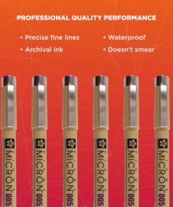 SAKURA Pigma Micron Fineliner Pens - Archival Black Ink Pens - Pens for Writing, Drawing, or Journaling - Black Ink - 005 Point Size - 6 Pack 005 Tip 27 81VR94AO3eL