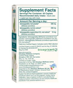 Himalaya Organic Ashwagandha, 60 Day Supply, Herbal Supplement for Stress Relief, Energy Support, Occasional Sleeplessness, USDA Certified Organic, Non-GMO, Vegan, Gluten Free, 670 mg, 60 Caplets 28 81VRqMVcj5L