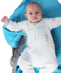 Reversible Unisex Children's Soft Baby Blanket Minky Dot (Turquoise/Grey) Turquoise/Grey 11 81VT2ePMH3L