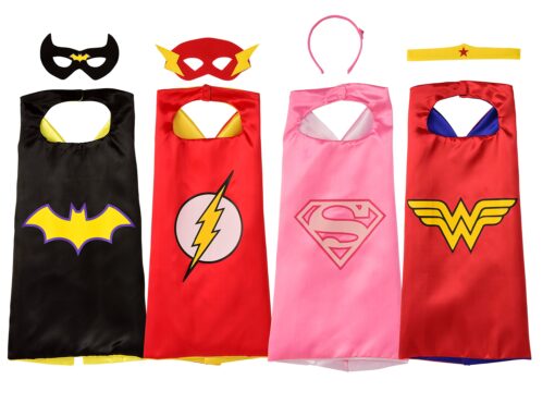 Rubie's Super Hero Cape Set Officially licensed DC Comics Assortment 4 Capes, 2 Masks, and 2 Headbands, One Size (Amazon Exclusive) Girls