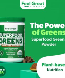 Alternative view of Organic Superfood Greens Powder - Cocoa Chocolate | Super Greens Fruit & Vegetable Supplement | Over 20 Greens, Fruits & Veggies, Fiber, Probiotics & Digestive Enzymes | 30 servings Superfood Cacao Greens Powder