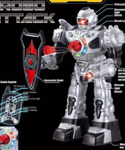 Think Gizmos Large Remote Control Robot for Kids – Superb Fun Toy RC Robot – Remote Control Toy Shoots Missiles, Walks, Talks & Dances (10 Functions) (Silver) Silver 29 81VTLgZg5WL