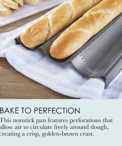 Chicago Metallic Commercial II Non-Stick Perforated Baguette Pan. Creates a crisp, golden-brown crust, 16 L x 9 W x 1.5 H 23 81VTuqAXOsL