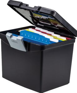 Storex 61504B02C Portable File Box with XL Lid, 11 x 13-1/2 x 11 Inches, Black Letter Size with XL Lid 15 81VUGu9GmBL