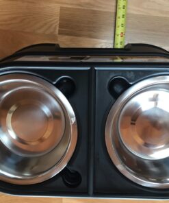 OurPets Comfort Diner Elevated Dog Food Dish (Bowls Available in 4 inches, 8 inches and 12 inches for Large , Medium and Small Dogs), Black, 12-inch 40 81VUVKvBUaL