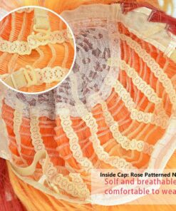 MQ Women Orange Yellow Wigs, Long Curly Wavy Wig for Girls 29.5 Inch Colorful Wigs Cosplay Costume Party Fluffy Wig Synthetic Charming Heat Friendly Ombre Wigs (Yellow to Orange to Red) 28 81VUai9rmDL