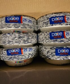 Dixie Ultra Disposable Paper Bowls, 20oz, Dinner or Lunch Size Printed Disposable Bowls, Packaging and Design May Vary, 26 Count (Pack of 6) White 29 81VUmYoReVL