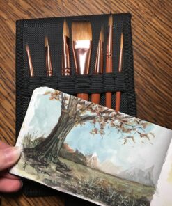 MyArtscape Travel Paint Brush Set, 7 Ultra Short-Handle Brushes with Case Holder - for Watercolor, Gouache and Acrylic - Synthetic Hair - Ideal for Plein Air Painting - Art Supplies 43 81VXIDPOikL