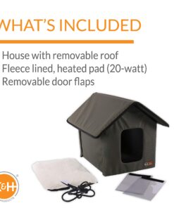 K&H Pet Products Outdoor Heated Kitty House - Heated Cat House Cat Shelter Olive/Olive 19 X 22 X 17 Inches 30 81VZZssvWdL