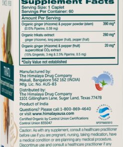Himalaya Organic Trikatu, Herbal Supplement for Occasional Heartburn, Digestive Support, Gas, Bloating, Overeating, Ginger, Black Pepper, Non-GMO, USDA Organic, Vegan, 60 Plant-Based Caplets 8 81VZtBh58L