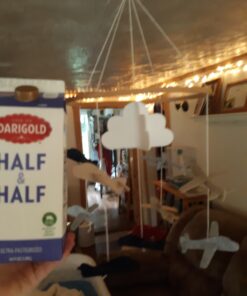 Sorrel + Fern Baby Crib Mobile (Airplanes in The Clouds) - Nursery Decoration Ceiling Mobile and Baby Shower for Boys & Girls - Grey and White Airplanes in The Clouds 41 81VZzXz2IcL
