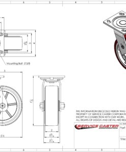 Service Caster Brand 6 Inch Heavy Duty Swivel Caster Wheel Polyurethane Wheel – 900lbs./Caster – Swivel Plate Caster with Roller Bearing 6" Wheel Swivel - No Brake - Maroon 8 81VaUuO29gL