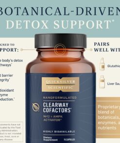 Quicksilver Scientific Clear Way Cofactors - Body Detox Cleanse Support with Vitamin B1, Dandelion Extract, Quercetin & Nattokinase Enzyme - Antioxidant Cleanse to Support Gut Health (75 Capsules) 75 Count (Pack of 1) 7 81Vbm8Lv BL