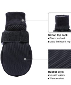 Hipaw Summer Breathable Dog Boots Nonslip Sole Paw Protector for Hardwood Floor Small ( Insole: 2.15"W ) Black 14 81VcsATMa3S