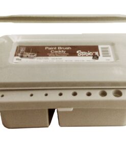 Portable Paint Brush Caddy and Holder with Storage Lid and Water Troughs 10.5 inches Gray Plastic 5 81Vd9 XU4PL