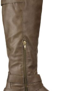 Rampage Women's Hansel Zipper and Buckle Knee-High Riding Boot 5 Taupe Smooth 13 81VdWILxL2L
