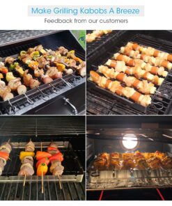 Alternative view of UNICOOK Heavy Duty Stainless Steel Barbecue Skewer Shish Kabob Set, 6pcs 13"L Skewer and Foldable Grill Rack Set, Durable and Reusable, Bonus of 50pcs 12.5"L Bamboo Skewers for Party and Cookout