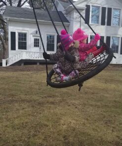 M & M Sales Enterprises MM00124Web Riderz Outdoor Swing N' Spin- Safety Rated to 600 lb, 39 inch Diameter, Adjustable Hanging Ropes, Ready to Hang and Enjoy as a Family, Black 41 81Vfmi2iu8L