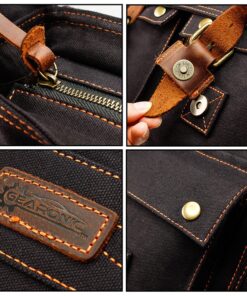 Messenger Bag for Laptop Vintage Canvas Leather Crossbody Satchel Shoulder Computer Bag Travel Office Messenger Bag 14 inch Black 12 81VgFHUV4qL