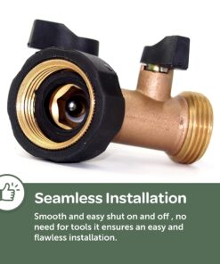 Brass Garden Hose Connector Y Hose Splitter, Hose Splitter, 2 Way Heavy Duty, Garden Hose Y Splitter, Solid Garden Hose Connector, Brass Hose Manifold Adapter, Hose Bib -Brass 2.75x1.77x2.75in 9 81VgkhMKfwL