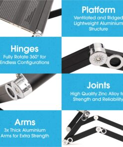 BackPainHelp Posture Laptop Stand Desk Table Tray for Bed, Aluminium, Adjustable Portable Folding Standing Desk Computer Riser (Black) 27 81Vi9yr w4L