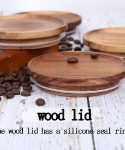 KKC HOME ACCENTS Clear Borosilicate Glass Storage Canister with Airtight Wood Lids,Sealed Glass Jar for Loose Leaf Tea,Grinder Coffee,Coffee Beans,Matcha Container,Fluid-oz 39 Floz 20 81ViZKJt3L