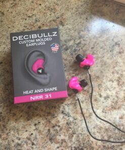 Decibullz - Custom Molded Earplugs, 31dB Highest NRR, Comfortable Hearing Protection for Shooting, Travel, Swimming, Work and Concerts (Pink) Pink 29 81Vk kLLWXL